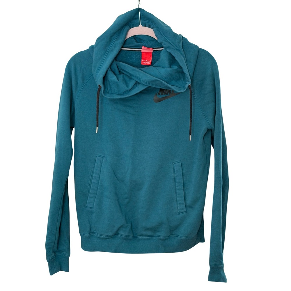 Nike Sportswear Women's M Teal Funnel Neck Hooded Sweatshirt | SKU 1062